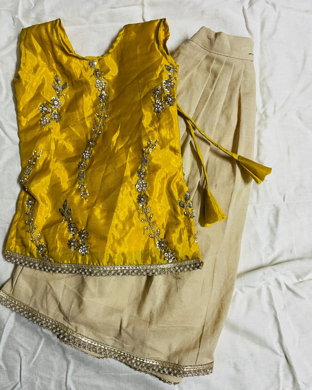 Ramana Yellow & Ivory Festive Lehenga Set for Girls