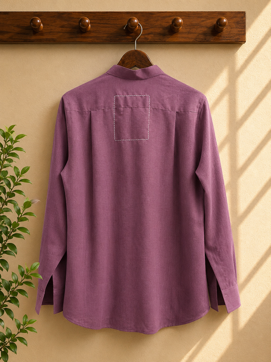 Hand-Embroidered Linen Shirt | Artisan Bird Motif Men's Shirt | Ramana Threads of Purity