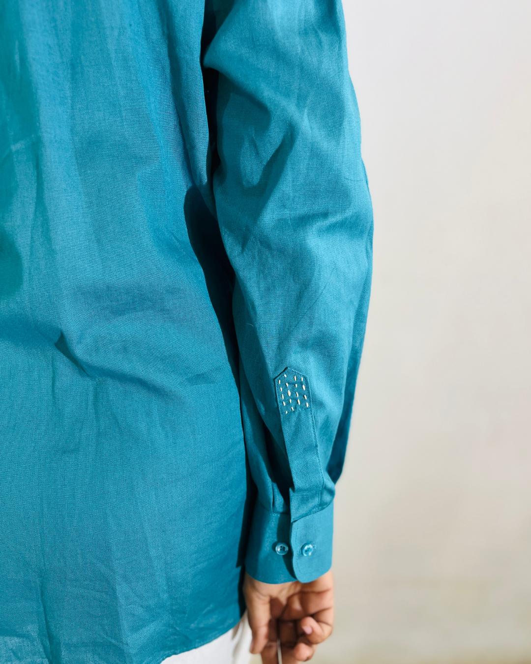 Ramana Aqua Roma Embroidered Cotton Shirt – Elegant Women’s Wear