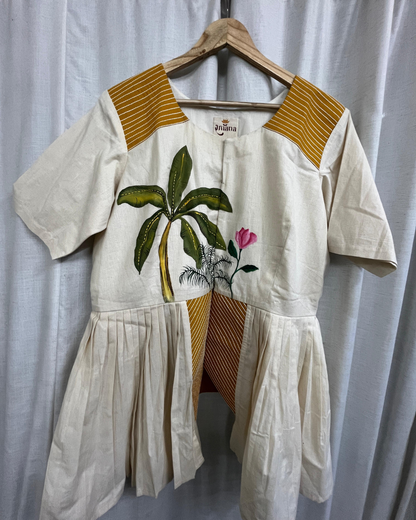 Ramana Hand-Painted Tropical Garden Peplum Top