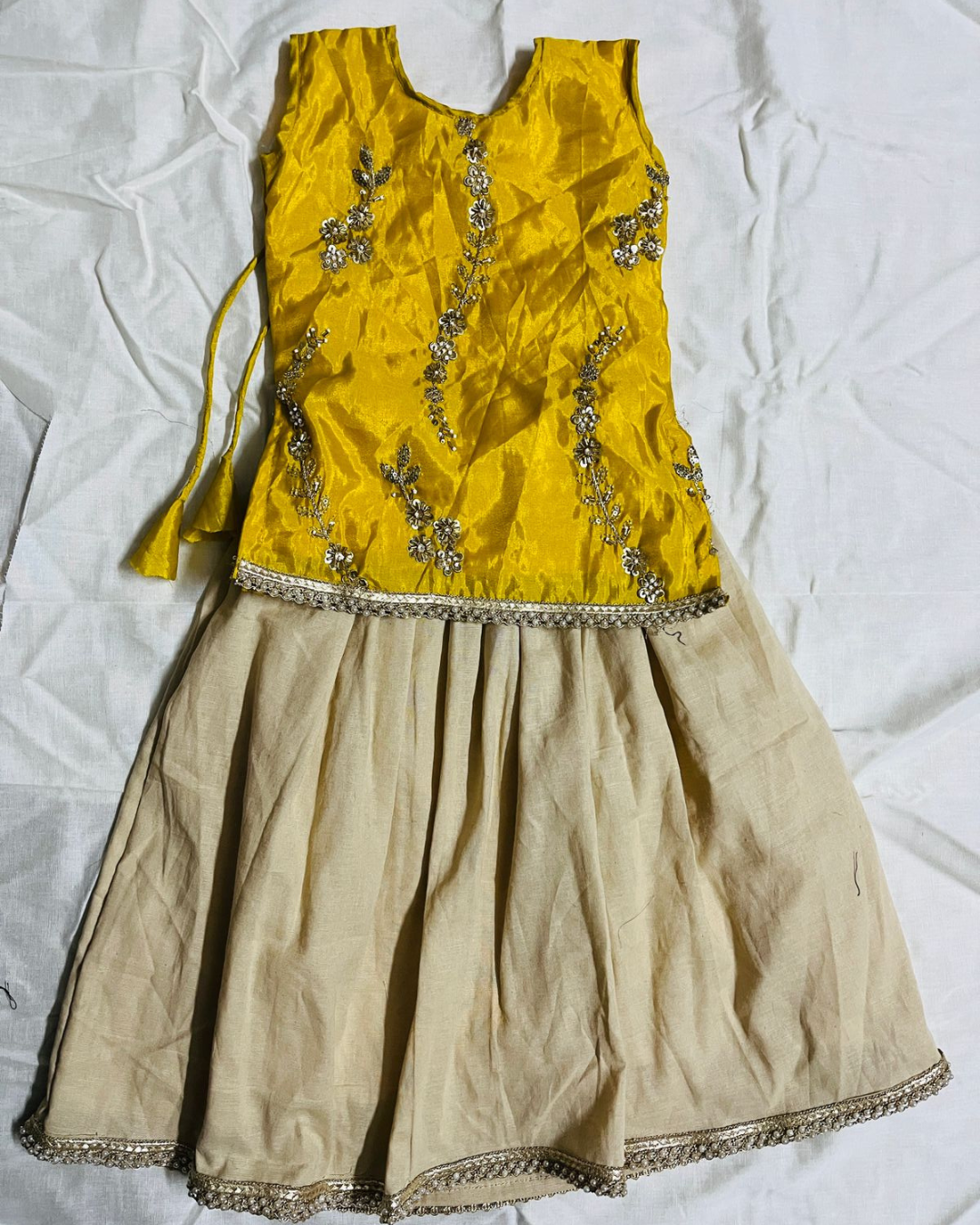 Ramana Yellow & Ivory Festive Lehenga Set for Girls