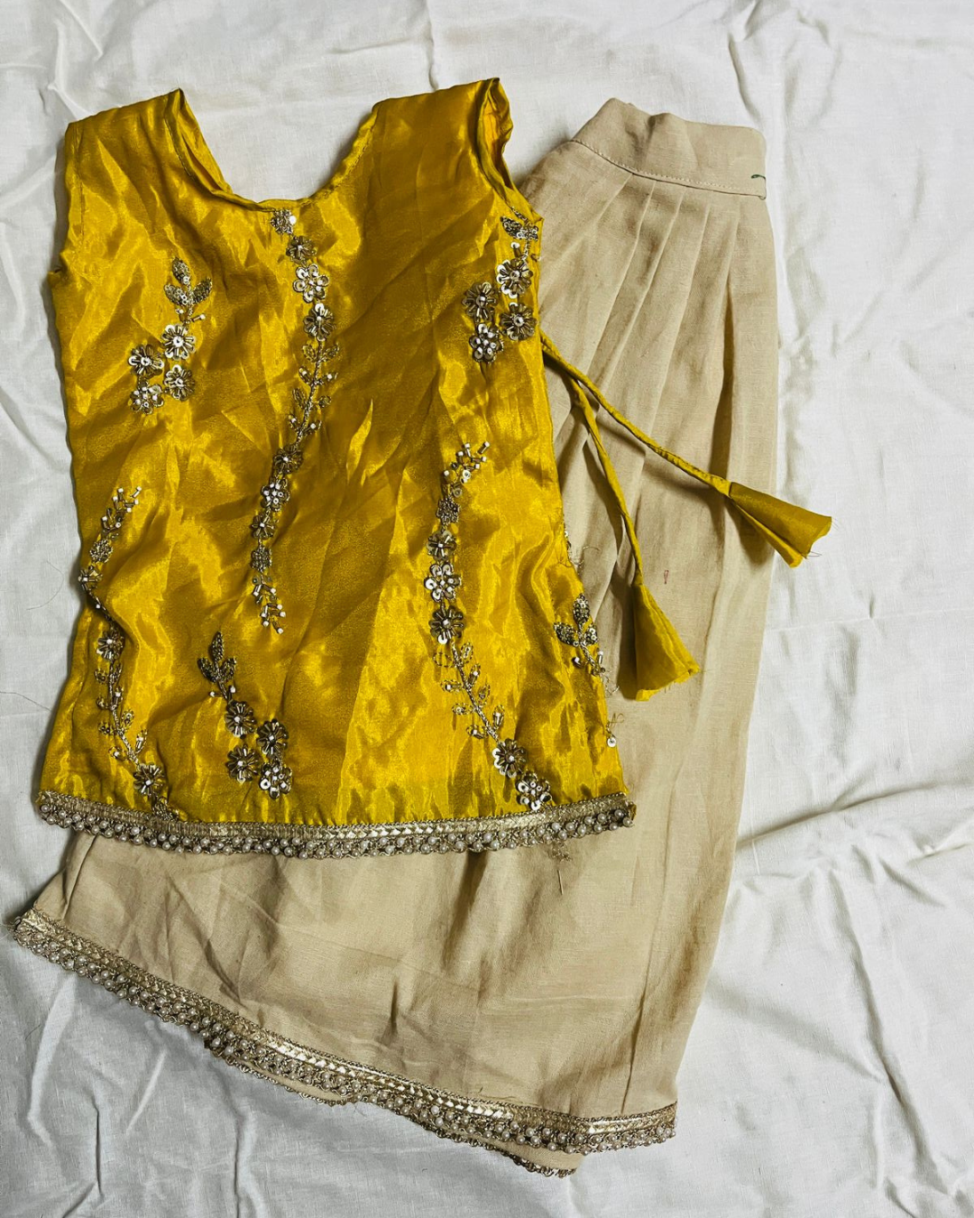 Ramana Yellow & Ivory Festive Lehenga Set for Girls