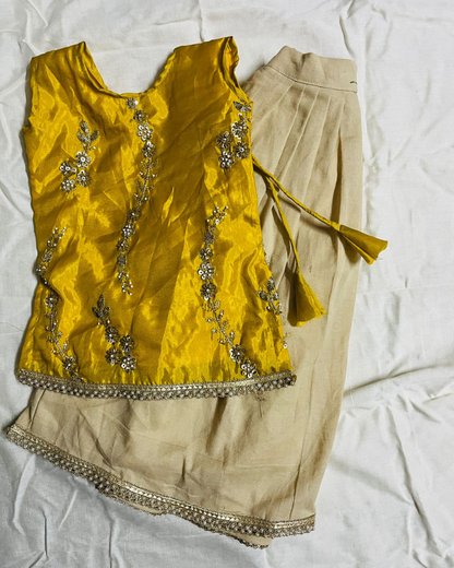 Ramana Yellow & Ivory Festive Lehenga Set for Girls