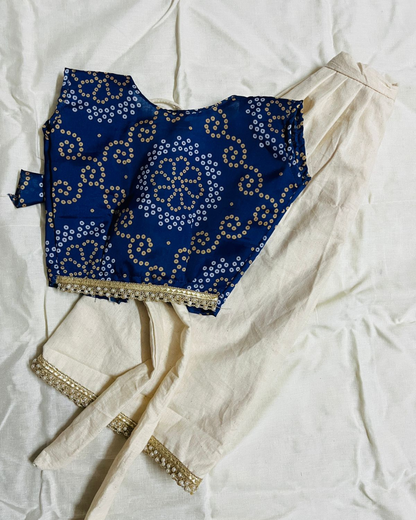 Ramana Royal Blue & Ivory Festive Lehenga Set for Girls | Ramana