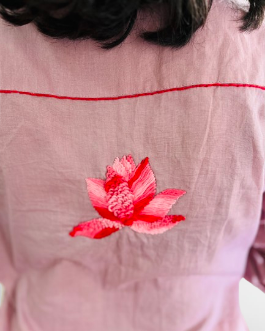 Ramana Lavender Bloom Embroidered Cotton Shirt for Women | Floral Designer Wear India