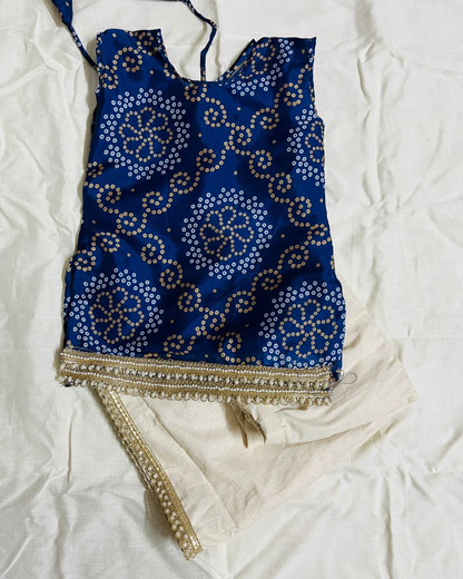 Ramana Royal Blue & Ivory Festive Lehenga Set for Girls | Ramana
