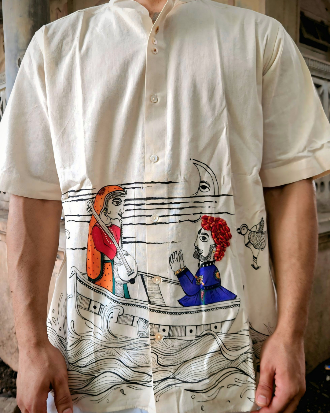 Jaisal Toral Hand-Painted Oversized Shirt – Custom Wearable Art | Unisex Cotton Shirt