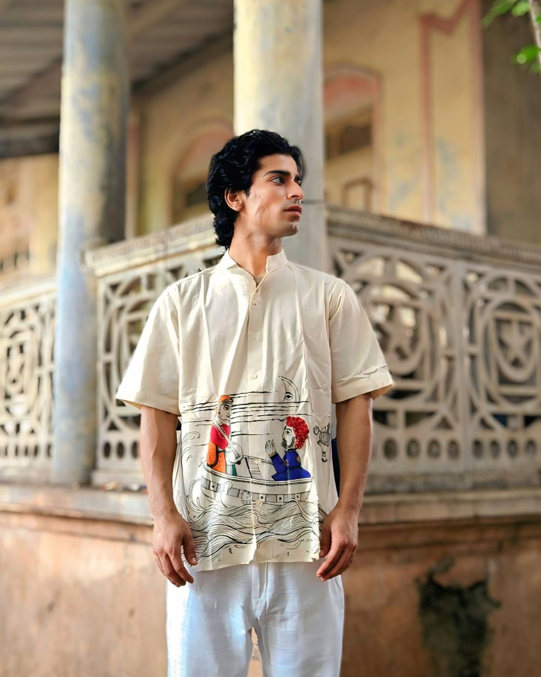 Jaisal Toral Hand-Painted Oversized Shirt – Custom Wearable Art | Unisex Cotton Shirt
