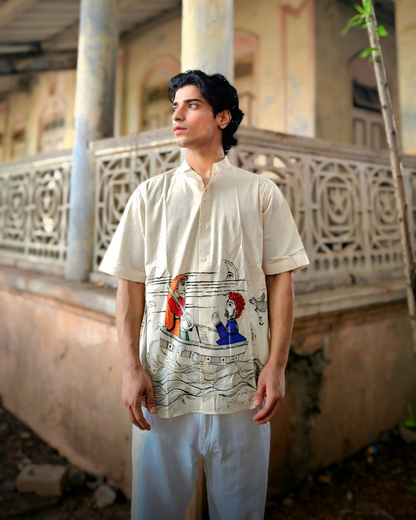 Jaisal Toral Hand-Painted Oversized Shirt – Custom Wearable Art | Unisex Cotton Shirt