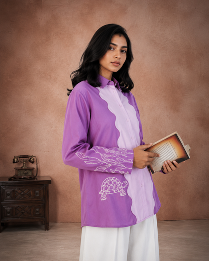Ramana Purple Python Designer Cotton Shirt for Women
