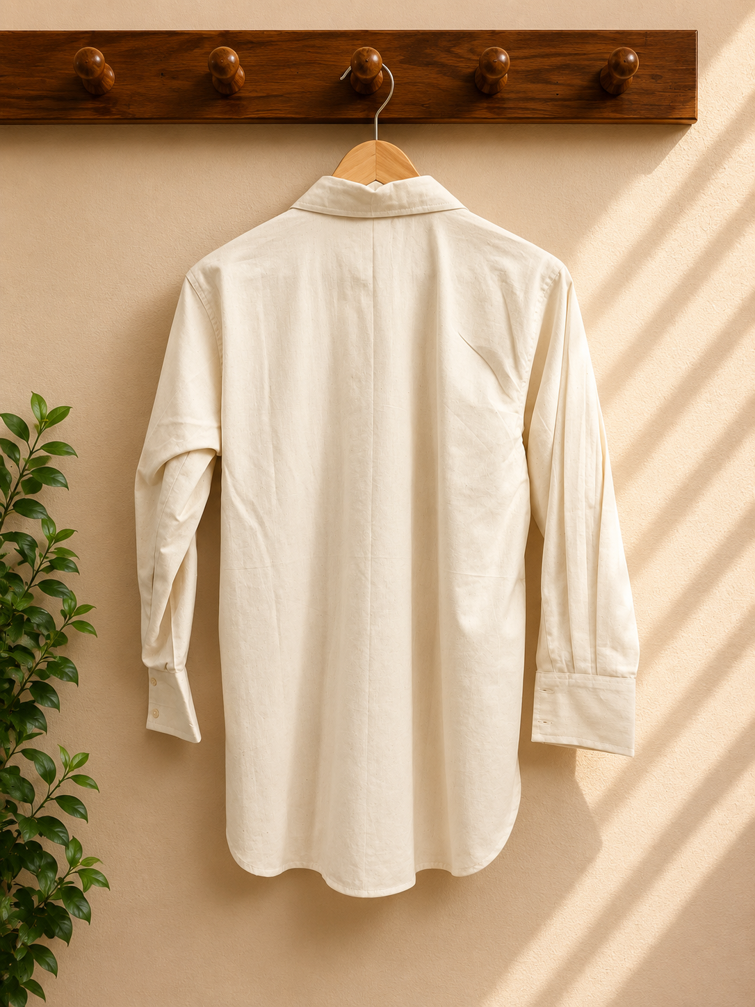 Raikani Off-White Hand-Painted Linen Shirt | Artisan Sketch Shirt | Ramana Threads of Purity