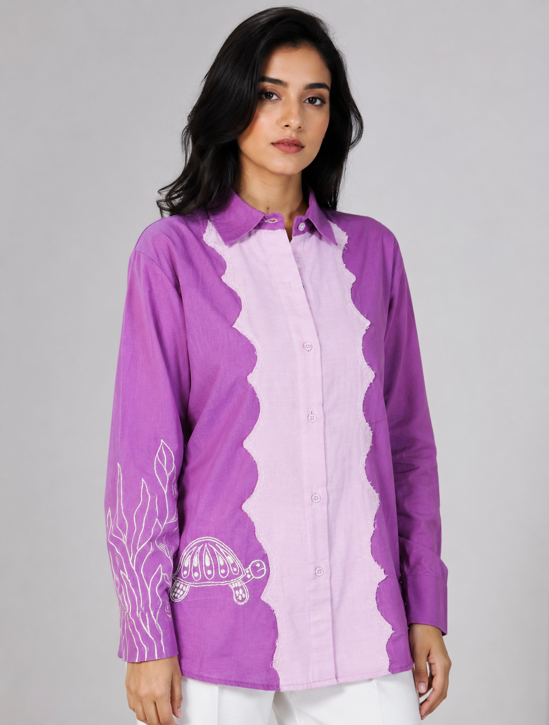 Ramana Purple Python Designer Cotton Shirt for Women