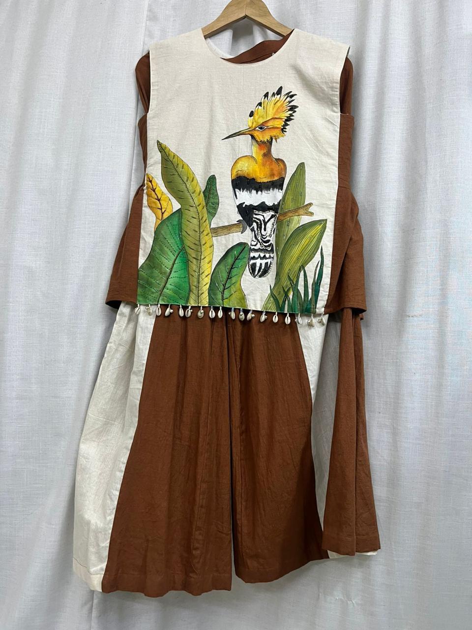 Ramana Hand-Painted Bird Co-ord Set for Women | Nature-Inspired Designer Outfit