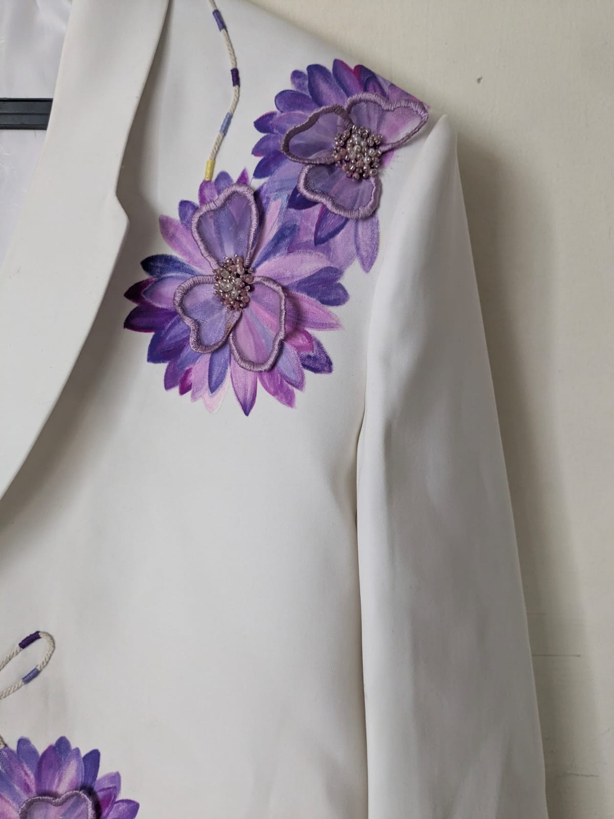 Lilac Floral Hand-Painted Armani Fabric Jacket | Premium Women's Wrap Jacket | Ramana Threads of Purity